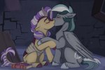 blush book chest_tuft cloven_hooves cutie_mark duo eyelashes eyes_closed feathered_wings feathers female feral fetlocks folded_wings fur green_hair green_mane green_tail grey_body grey_feathers grey_fur grey_hooves grey_horn hair hooves horn inside kiss_on_lips kissing leg_tuft long_tail male male/female mane multicolored_hair multicolored_tail purple_body purple_hair purple_hooves purple_mane purple_scales raised_hoof scales sitting tail tuft wings wraps yellow_body yellow_fur rutkotka asian_mythology chinese_mythology east_asian_mythology hasbro my_little_pony mythology fan_character iron_feather_(oc) lotus_cinder_(oc) dragon equid equine kirin mammal mythological_creature mythological_equine mythological_scalie pegasus scalie 2023 digital_media_(artwork) hi_res