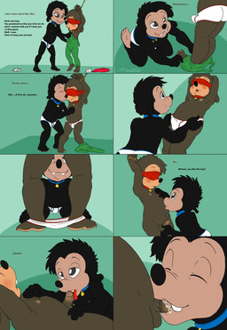 4_fingers 4_toes anthro balls blindfold blue_seam_underwear bodily_fluids bound briefs clothing colored_seam_underwear cum duo feet fellatio fingers genital_fluids genitals humanoid_feet humanoid_genitalia humanoid_penis jimmy_goof licking male male/male male_penetrated male_penetrating male_penetrating_male oral oral_penetration penetration penile penis penis_lick plantigrade red_seam_underwear sex slave toes tongue tongue_out underwear white_briefs white_clothing white_underwear young young_anthro young_male young_on_young zooshi disney goof_troop mickey's_once_upon_a_christmas little_jimmy max_goof canid canine canis domestic_dog mammal absurd_res comic hi_res