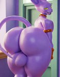 anthro backsack balls bedroom_eyes big_butt bottomwear bracelet butt clothing fangs fur genitals gold_(metal) gold_armlet gold_bracelet gold_jewelry gold_necklace hairless half-closed_eyes jewelry looking_back male narrowed_eyes necklace nude_anthro pants purple_body purple_skin rear_view seductive sharp_teeth solo standing tail teeth thick_thighs yellow_body yellow_fur geometryboymejia dragon_ball dragon_ball_super beerus domestic_cat felid feline felis god_of_destruction hairless_cat mammal sphynx_(cat) 2025 3d_(artwork) absurd_res digital_media_(artwork) english_description hi_res