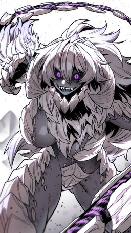 big_breasts black_sclera breasts female grey_body grey_skin hair humanoidized pupils purple_eyes scales sharp_teeth slit_pupils solo teeth white_body white_hair white_scales pinkboy capcom monster_hunter animal_humanoid arkveld flying_wyvern humanoid scalie scalie_humanoid 2025 9:16 hi_res