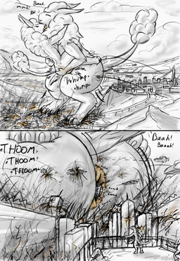 ambiguous_gender anal anal_penetration anthro anus big_butt bleating bridge butt butt_grab city cityscape claws close-up crater destruction duo extreme_size_difference eyes_closed fire fluffy fluffy_tail footprint fur group gun hand_on_butt licking looking_pleasured macro male male/male missile pawprint penetration ranged_weapon river road running shaking shooting size_difference sketchy sky smoke spacecraft squish tail text thick_thighs tongue tuft vehicle weapon wide_hips wool_(fur) yubirb the_nature_of_predators arxur_(the_nature_of_predators) venlil_(the_nature_of_predators) absurd_res comic english_text hi_res