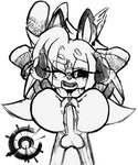 anthro balls_deep big_butt big_penis black_sclera bottomless breasts butt clothed clothing duo female from_the_back full_nelson genitals hand_on_head male male/female notched_ear penetration penis etherealhatred sega sonic_the_hedgehog_(series) fan_character hi_res monochrome sketch watermark