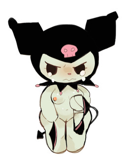 angry black_bra black_clothing black_panties black_underwear blush bodily_fluids bra bra_removed breasts chibi clothing colored_edge_bra colored_edge_panties colored_edge_underwear dwarfism embarrassed female genitals holding_bra holding_clothing holding_object holding_panties holding_underwear looking_away nipples panties panties_removed shortstack simple_background solo spade_tail tail tears thick_thighs underwear vulva wavy_mouth white_body star-rod onegai_my_melody sanrio kuromi demon lagomorph leporid mammal rabbit