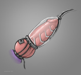anthro black_cum bodily_fluids colored_cum cum electrostimulation genital_fluids genitals knot knot_ring knot_root knotted_penis male penile penis penis_milking ridged_penis simple_background solo unusual_bodily_fluids unusual_cum unusual_genital_fluids loonertick slightly_damned buwaro_elexion demon fire_demon fire_demon_(slightly_damned) absurd_res hi_res