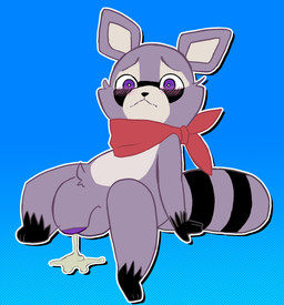 anthro balls big_balls big_penis blue_background blue_eyes blue_penis blush blush_lines bodily_fluids cum cum_drip cum_string dripping foreskin fur genital_fluids genitals grey_body grey_fur kerchief male neckerchief neckwear nervous nude penis raccoon_tail red_kerchief shy simple_background sitting solo anonrac indigo_park rambley_raccoon mammal procyonid raccoon hi_res