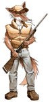 anthro cigarette clothed clothed_anthro clothed_male clothing front_view gun holding_gun holding_object holding_ranged_weapon holding_weapon male ranged_weapon redneck shotgun solo standing topwear vest weapon anti_dev canid canine fox mammal painting_(artwork) traditional_media_(artwork) watercolor_(artwork)