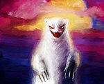 biped cloud feral fur moon outside red_eyes solo white_body white_fur ichiro_(artist) gamba_no_bouken gamba_no_bouken_(series) noroi mammal mustelid musteline true_musteline weasel 2013