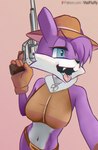 anthro female solo text tongue tongue_out v-tal archie_comics sega sonic_the_hedgehog_(archie) sonic_the_hedgehog_(comics) sonic_the_hedgehog_(series) nicolette_the_weasel 2023 hi_res tagme url