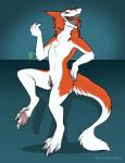 andromorph anthro claws clitoral_hood clitoris drinking fur genitals intersex looking_at_viewer nude open_mouth pawpads paws prehensile_clitoral_hood presenting presenting_pussy pussy solo tail royalty_(artist) mammal sergal 2018 hi_res