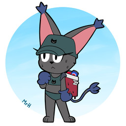 anthro beverage_can bikini black_body black_fur bodily_fluids claws clothed clothing cooler deedee_(mr_harinezumi) eyelashes female flat_chested fur gloves handwear hat headgear headwear solo sweat swimwear tail topwear two-piece_swimsuit mr_harinezumi bandai_namco digimon blackgatomon blackgatomon_uver. digimon_(species) domestic_cat felid feline felis mammal 1:1 absurd_res hi_res
