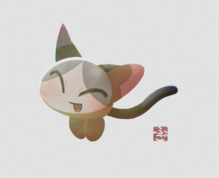 ambiguous_gender anthro black_tail chibi eyes_closed female floating open_mouth pink_inner_ear simple_background solo tail fu_go_fu_go felid feline felis mammal hi_res