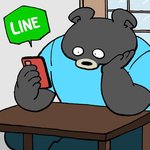 anthro black_nose bottomwear brown_body brown_fur clothed clothing electronics fur humanoid_hands male pants phone shirt sitting solo topwear yuumin148 bear black_bear mammal moon_bear ursine 1:1 2020