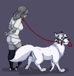 bdsm bestiality collar dominant dominant_feral dominant_male faceless_character faceless_female faceless_male female female_on_feral feral human_on_feral interspecies male male/female petplay roleplay solo submissive submissive_female submissive_human mihoyo zenless_zone_zero von_lycaon canid canine canis human mammal wolf hi_res