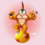 abs anthro balancing ball biceps big_muscles big_pecs bracelet claws finger_claws flexing flexing_bicep huge_muscles jewelry male mohawk muscular muscular_anthro muscular_male muscular_thighs pecs shell simple_background solo spiked_bracelet spiked_shell spikes spikes_(anatomy) toe_claws waddledox mario_bros nintendo koopaling lemmy_koopa koopa reptile scalie turtle 1:1 absurd_res hi_res