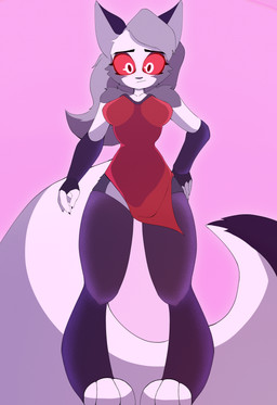 female red_sclera solo white_eyes jouh hellaverse helluva_boss mythology loona_(helluva_boss) canid canid_demon canine demon hellhound mammal mythological_canine mythological_creature absurd_res hi_res