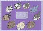 blue_body blue_fur brown_body brown_fur chibi fur group purple_background scar simple_background smile tan_body tan_fur text white_body white_fur temitess ginga_(series) akakabuto_(ginga) bob_(ginga) genba_(ginga) hougen_(ginga) kaibutsu_(ginga) kamakiri_(ginga) monsoon_(ginga) sniper_(ginga) third_hybrid_(ginga) bear brown_bear canid canine canis dobermann domestic_dog german_shepherd great_dane grizzly_bear herding_dog hunting_dog hybrid irish_wolfhound mammal mastiff mixed_breed molosser pastoral_dog pinscher polar_bear sighthound ursine hi_res japanese_text male_(lore)