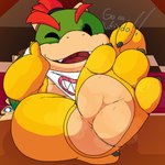 3_toes anthro bodily_fluids claws dialogue feet foot_fetish foot_focus foot_play looking_at_viewer male soles solo sweat sweaty_feet talking_to_viewer toe_claws toes young young_anthro young_male dragotrashcan mario_bros nintendo bowser_jr. 1:1 hi_res