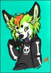 alternative_fashion anthro clothing female glamfur goth jacket solo tongue topwear zeriara canid canine canis domestic_dog mammal unavailable_at_source