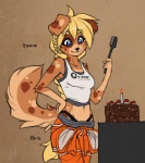 5_fingers anthro black_forest_cake breasts cake clothed clothing cosplay costume dessert eyebrows eyelashes female fingers fluffy fluffy_tail food gloves_(marking) hair hand_on_hip markings midriff navel panties solo standing tail the_cake thong underwear conditional_dnp fluff-kevlar portal_(series) the_cake_is_a_lie valve chell zofie_(fluff-kevlar) australian_shepherd canid canine canis domestic_dog herding_dog mammal pastoral_dog sheepdog 2016 digital_media_(artwork) meme