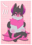 anthro bat_ears breasts female fur nipples pink_body pink_fur pink_nipples solo text wings mooexe flea_the_bat bat mammal absurd_res hi_res japanese_text