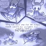 age_difference anthro balls blush dialogue genitals heart_symbol humanoid_genitalia humanoid_penis looking_at_genitalia looking_at_penis male non-mammal_balls older_male partially_submerged penis text young young_male aipeco18 hollow_knight team_cherry quirrel_(hollow_knight) the_knight_(hollow_knight) arthropod vessel_(species) 1:1 comic english_text hi_res nonbinary_(lore)