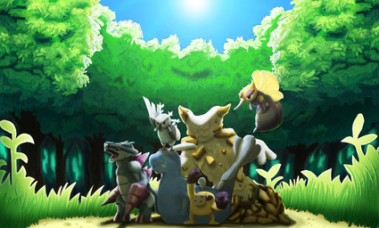 beak black_body black_feathers blue_body blue_eyes blue_feathers blue_scales blue_skin brown_body brown_skin clothing drill eyes_closed feathers feet forest gloves group handwear hazmat_suit no_pupils plant purple_body purple_scales purple_sclera purple_skin scales sky snowflake stinger sun talons toes tree white_body white_skin wings yellow_body yellow_skin xperishedx fakemon pokemon_clover avian bird condoom crystaking hazmate semdemen venowatt whizzard hi_res