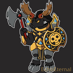 3_fingers anthro antlers armor axe black_body black_fur bone clothed clothing feathers fingers fur hooves horn male melee_weapon shield skull solo spikes tusks weapon yellow_eyes echoeternal blizzard_entertainment warcraft bovid bovine cattle deer highmountain_tauren mammal moose new_world_deer tauren 1:1 hi_res