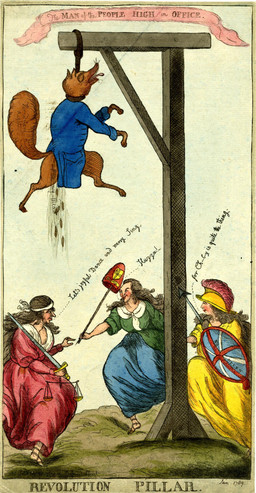 ambiguous_anthro ambiguous_gender anthro armor biped blue_clothing blue_coat blue_topwear blush bodily_fluids clothed clothed_anthro clothed_female clothed_human clothing coat dancing death dialogue digitigrade dress execution feces feet female female_human genital_fluids gibbet group hair hanged headgear headkerchief headwear helmet holding_melee_weapon holding_object holding_shield holding_sword holding_weapon humanoid_feet humanoid_hands kerchief long_hair melee_weapon noose open_mouth peeing plantigrade pooping rope semi-anthro shield sword tail text tongue tongue_out topwear urine weapon weighing_scale whiskers william_dent britannia canid canine fox human mammal 1789 18th_century absurd_res ancient_art dated english_text hi_res traditional_media_(artwork)