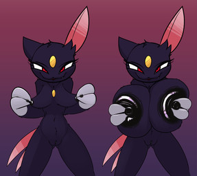 2_claws anthro anthrofied areola bedroom_eyes big_areola big_breasts biped black_areola black_nipples black_vulva breast_squeeze breasts chest_gem claws cute_fangs eyebrows eyelashes fangs female female_anthro forehead_gem front_view fur gem genitals glistening glistening_areola glistening_genitalia glistening_nipples glistening_vulva gradient_background hand_on_breast holding_breast huge_breasts humanoid_genitalia humanoid_vulva iris looking_at_viewer mismatched_sexual_dimorphism narrowed_eyes naughty_face navel nipple_fetish nipple_pinch nipple_play nipples nude nude_anthro nude_female pinch pokemorph pupils purple_body purple_fur red_eyes seductive simple_background small_breasts smile smiling_at_viewer solo squeezing standing tail teeth vulva white_claws white_sclera ediblecrustables nintendo pokemon generation_2_pokemon pokemon_(species) sneasel 2026 absurd_res digital_drawing_(artwork) digital_media_(artwork) hi_res multiple_images shaded