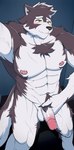 abs anthro balls blush genitals holding_penis humanoid_genitalia humanoid_penis looking_at_viewer male muscular muscular_anthro muscular_male navel nipples nude penis pubes solo yellow_eyes kuroikiri lifewonders tokyo_afterschool_summoners horkeu_kamui_(tas) canid canine canis mammal wolf absurd_res hi_res