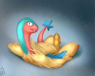 anthro anthrofied balls biped cute_fangs darkened_balls darkened_genitalia darkened_penis erection fangs feathered_wings feathers foreskin genitals humanoid_genitalia humanoid_penis long_foreskin long_neck looking_at_viewer lying male nude on_back penis perspective pokemorph rear_view solo teeth tight_foreskin unretracted_foreskin winged_arms wings seyrmo nintendo pokemon archeops avian fossil_pokemon generation_5_pokemon pokemon_(species) 5:4 source_request
