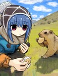 ambiguous_gender biscuit_(food) bread clothed clothing daww duo eating female feral food bubbacterial yurucamp rin_shima ground_squirrel human mammal marmot rodent sciurid hi_res