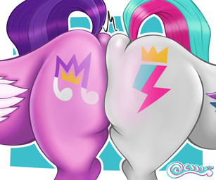 ass_to_ass big_butt butt cutie_mark duo female female/female feral horn raised_tail side_view squish tail c33purr hasbro mlp_g5 my_little_pony pipp_petals_(mlp) zipp_storm_(mlp) equid equine horse mammal pony 6:5 absurd_res hi_res incest_(lore) sibling_(lore) sister_(lore) sisters_(lore)