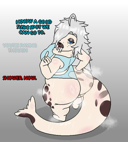 anthro big_butt bodily_fluids bra butt clothed clothing curvy_figure eyelashes freckled_face freckles glistening_eyelids hair hand_on_butt huge_butt huge_thighs long_eyelashes looking_at_viewer male messy_hair moobs open_mouth overweight overweight_male panties rear_view simple_background slightly_chubby solo standing sweat sweaty_butt tail text thick_thighs tired_eyes topwear tusks underwear voluptuous wide_hips saskatoon_nu kiyoko_(saskatoon_nu) harp_seal mammal marine pinniped seal digital_drawing_(artwork) digital_media_(artwork) english_text hi_res pixel_(artwork)