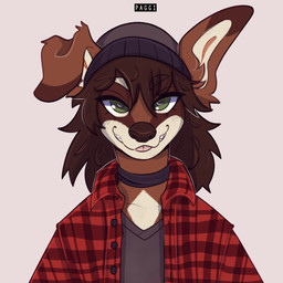 ambiguous_anthro ambiguous_gender anthro brown_body brown_ears brown_fur brown_hair button_(fastener) clothed clothed_ambiguous clothed_anthro clothing eyebrow_through_hair eyebrows eyelashes front_view fur green_eyes grey_clothing grey_topwear hair multicolored_body multicolored_fur pattern_clothing pattern_shirt pattern_topwear plaid plaid_clothing plaid_shirt plaid_topwear red_clothing red_shirt red_topwear shirt simple_background smile solo tongue topwear translucent translucent_hair paggi mammal 1:1 2021 digital_drawing_(artwork) digital_media_(artwork) english_description hi_res
