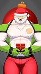 bdsm big_bulge big_muscles bondage bound bulge christmas_clothing christmas_headwear clothing cute_fangs fangs fluffy fluffy_chest gift hat headgear headwear holidays male muscular muscular_male nipples santa_hat smile solo tattoo teeth christmas nintendo pokemon fan_character marcelo_solava chesnaught generation_6_pokemon pokemon_(species) 4k 9:16 absurd_res hi_res