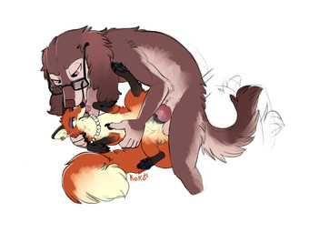 animal_genitalia animal_penis animal_vulva anthro anthro_on_feral anthro_penetrating anthro_penetrating_feral balls bestiality black_pawpads brown_body brown_fur canine_genitalia canine_penis canine_vulva duo ear_piercing ear_ring erection eyeshadow eyewear eyewear_only female female_feral female_penetrated feral feral_penetrated floppy_ears fluffy fluffy_tail fur gem genitals glasses glasses_only green_eyes jewelry knot knotted_penis large_penetration larger_anthro larger_male licking makeup male male/female male_anthro male_penetrating male_penetrating_female necklace nude pawpads pearl_(gem) pearl_necklace penetration penile penile_penetration penis penis_in_vagina piercing purple_eyeshadow ring_piercing sex size_difference smaller_female smaller_feral smaller_penetrated stretched_vagina tail tongue vaginal vaginal_penetration wearing_glasses queenkoko dogi_(digitoxici) canid canine canis domestic_dog fox mammal hi_res