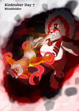 anthro blindfold bodily_fluids cum cum_draining cum_in_diaper diaper duo ejaculation genital_fluids male male/male penile penis_milking ritual unclean_diaper leoniro_the_inklion inklion mammal mephitid skunk absurd_res hi_res