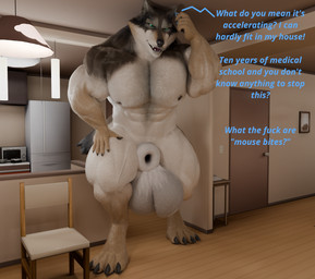 abs animal_genitalia anthro balls big_balls big_muscles big_pecs body_size_growth canine_genitalia digitigrade genitals growth huge_balls huge_pecs inside macro male muscular muscular_male nipples nude pecs phone_call profanity sheath size_transformation solo tail text transformation agreenfish 2dongz_(modeler) canid canine canis mammal wolf 3d_(artwork) blender_(artwork) blender_cycles_(artwork) digital_media_(artwork) english_text hi_res