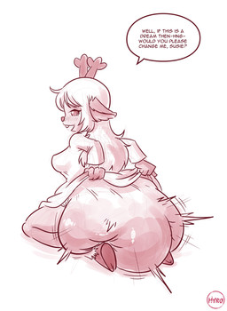 anthro antlers clothed clothing clothing_lift diaper diaper_change_request dress dress_lift feces female horn pooped soiled_diaper soiling solo text unclean_diaper used_diaper wearing_diaper hyrosdiaperdivas deltarune undertale_(series) noelle_holiday deer mammal new_world_deer reindeer english_text hi_res