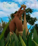 anthro areola breasts brown_areola brown_nipples female genitals grass medium_breasts nipples plant pussy solo stretching kehveli nintendo pokemon generation_4_pokemon lagomorph leporid lopunny mammal pokemon_(species) 3d_(artwork) absurd_res digital_media_(artwork) hi_res