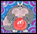 abs angry anthro balls big_balls big_horn big_muscles bone bulge claws clothing detailed_background detailed_bulge fur genitals gold_piercing grey_body grey_fur grey_tail horn huge_balls hyper hyper_balls hyper_genitalia male male/male muscular nipple_piercing nipples pecs penis piercing purple_eyes purple_sclera red_clothing red_underwear royalty skull solo symbol_on_underwear tail underwear jdbo-arts disney the_owl_house king_clawthorne titan_(the_owl_house) absurd_res hi_res