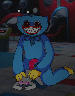 blue_body blue_fur blush bodily_fluids dripping duo from_behind_position fur male male/male penis_tentacles saliva saliva_drip sex sharp_teeth solo_focus teeth tentacles teratophilia sohornyraccoon mob_entertainment poppy_playtime anon huggy_wuggy digital_media_(artwork)