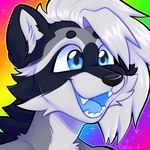 anthro black_body black_eyebrows black_fur black_nose blue_eyes cheek_tuft circle_eyebrows eyebrows facial_tuft fangs fur grey_body grey_fur hair happy light male male_anthro multicolored_body multicolored_fur multicolored_outline open_mouth open_smile outline rainbow_outline short_hair simple_background smile solo sparkles teeth text tuft white_hair white_inner_ear chotpot arakun_(erroneoussinner) mammal procyonid raccoon 1:1 2024 artist_name colored digital_drawing_(artwork) digital_media_(artwork) english_description hi_res icon lighting shaded nonbinary_(lore) trans_(lore) trans_man_(lore)