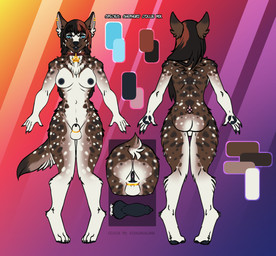 animal_genitalia animal_penis anthro areola ball_ring black_areola black_knot black_nipples black_pawpads black_penis black_vulva breasts brown_body brown_fur brown_hair canine_genitalia canine_penis collar collar_tag digitigrade front_view fur genitals hair herm herm_anthro highlights_(coloring) intersex intersex_anthro knot knotted_penis markings multicolored_body multicolored_fur nipples nude nude_anthro nude_herm nude_intersex pawpads penis rear_view red_highlights sheath solo spots spotted_body spotted_fur text vulva white_body white_fur keisha_makainn zoey_(lovabletester) canid canine canis collie domestic_dog german_shepherd herding_dog mammal mixed_breed pastoral_dog sheepdog 2026 artist_name model_sheet species_name