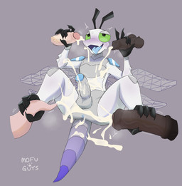 ahegao animal_genitalia animal_penis antennae_(anatomy) anthro anus arms_bent balls bent_legs biped black_antennae black_claws black_hands black_talons black_toe_claws blue_anus blue_penis blue_tongue blush blush_lines bodily_fluids breath brown_penis canine_genitalia canine_penis cetacean_genitalia cetacean_penis claws cum cum_covered cum_dripping_from_face cum_on_balls cum_on_belly cum_on_body cum_on_chest cum_on_ground cum_on_leg cum_on_penis cum_on_perineum cum_on_tail cum_splatter cum_spurt cumshot cumshot_on_face dipstick_tail disembodied_penis dragonfly_wings dripping ejaculation emanata equine_genitalia equine_penis erection excessive_cum excessive_genital_fluids exoskeleton eye_roll feet finger_claws flared_penis foot_fetish foot_play footjob foreskin gangbang genital_fluids genitals glans gloves_(marking) gradient_tail green_eyes green_sclera grey_background grey_balls grey_body grey_exoskeleton grey_penis grey_tail group group_sex handjob humanoid_genitalia humanoid_penis knot knotted_penis leg_markings legs_up light looking_pleasured lying male male/male male_anthro markings medial_ring membrane_(anatomy) membranous_wings messy multicolored_body multicolored_tail nude on_back open_mouth orgasm orgasm_face orgasm_from_footjob orgasm_from_handjob penile penis penis_size_difference perineum pink_penis prehensile_feet prehensile_footjob pupils purple_tail_tip raised_arm sex shoulder_pads simple_background snout socks_(marking) solo_focus spikes spikes_(anatomy) square_pupils steamy_penis stroking_penis sweat sweatdrop tail tail_markings talonjob talons tapering_penis text throbbing throbbing_penis toe_claws toes tongue tongue_out vein veiny_penis white_body white_exoskeleton wide_eyed wings wireframe mofu_guys chev_(vertex) arthropod dragonfly insect 2026 absurd_res artist_name colored digital_drawing_(artwork) digital_media_(artwork) hi_res lighting shaded signature