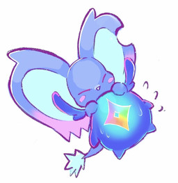 1_eye alternate_form ambiguous_gender big_ears biped bipedal_feral blue_body blush blush_stickers bodily_fluids crystal duo eyes_closed feral flying_sweatdrops front_view fur happy holding_another hug hugging_another hugging_from_behind mouthless nervous notched_ear purple_body purple_fur semi-anthro simple_background spiked_tail spikes spikes_(anatomy) sweat sweatdrop tail white_background mimitf56 kirby_(series) kirby_and_the_forgotten_land nintendo star-crossed_world elfilin genwel_meteonelfilis alien chinchilla chinchillid mammal rodent starling_(kirby) starry_(kirby) waddling_head 2025 digital_drawing_(artwork) digital_media_(artwork) japanese_description male_(lore)