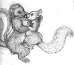 blush breasts duo female feral fur grabbing kissing licking male male/female markings multi_nipple nipples nude open_mouth smile striped_markings striped_tail stripes tail tail_markings tongue tongue_out oddwilds mammal mephitid rodent sciurid skunk tree_squirrel 2015 monochrome