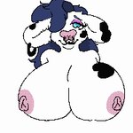 anthro big_breasts bouncing_breasts breasts exposed_breasts female jiggly solo mana_hannah bovid bovine mammal 1:1 animated digital_media_(artwork) low_res pixel_(artwork) pixel_animation short_playtime thumbnail