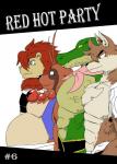 2015 anthro canid canine canis comic crocodile crocodilian felid group hi_res hoshi_(a_side) lion male mammal muscular pantherine raccoon_dog reagan700 reptile scalie simple_background slightly_chubby tanuki wolf